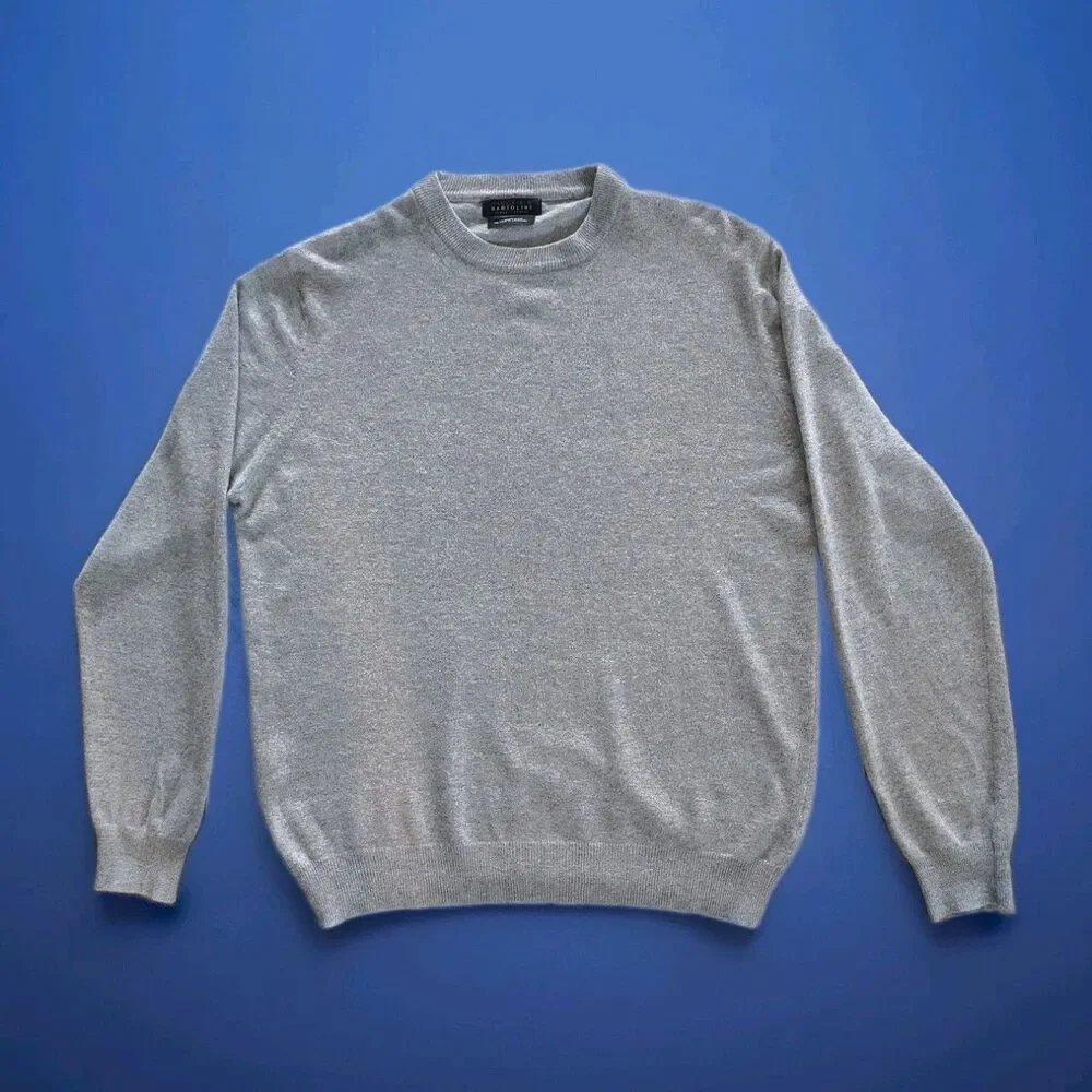 Maglificio Bartolini Mens XL Gray Cashmere Blend Crewneck Sweater Italy NWOT